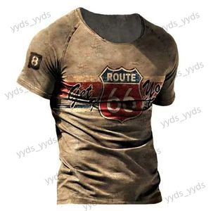 T-shirts hommes T-shirt de moto vintage pour hommes 3D Imprimer Mobil T-shirts à manches courtes T-shirts de course pour hommes rétro T-shirts de motard surdimensionnés Tops 66 T240124