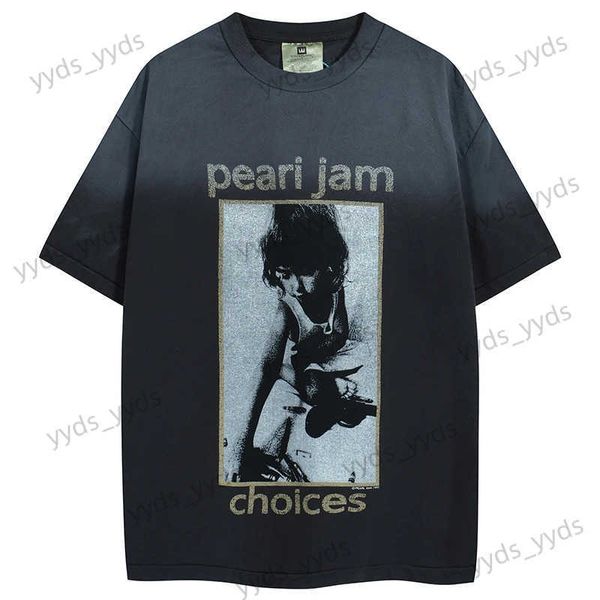 Camisetas para hombres Vintage Pearl Jam Band Tee Retro Print Distressed Manga corta High Street Casual Pure Cotton Summer T Shirt para hombres Streetwear T231127