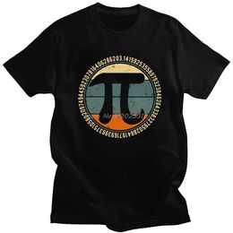 T-shirts voor heren Vintage Retro Pi T-shirt Men Pure katoenen urban T-shirt Korte slijm algebra shirt wiskunde leraar t tops los fit kleding geschenk T240425