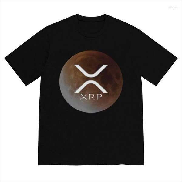 Camisetas para hombre, camiseta Vintage ondulada XRP a la luna, camisa estampada de manga corta para hombre, camiseta clásica Crypto, Camiseta ajustada de algodón suave