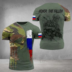 T-shirts voor heren vintage Russische vlag 3D-print heren t-shirts zomer Rusland veteraan strtwear o-neck korte slev losse t shirt heren kleding t240419