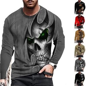 T-shirts homme Vintage Crâne T-shirts 3D Imprimé Chemise À Manches Longues Tendance De La Rue Hip Hop Col rond Surdimensionné Punk Hauts Pullover