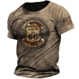T-shirts masculins vintage t-shirts pour hommes 3d imprimé américain top à manches courtes surdimensionnées Hip Hop O-Neck 66 T-shirts Men Vêtements Camiseta T230103