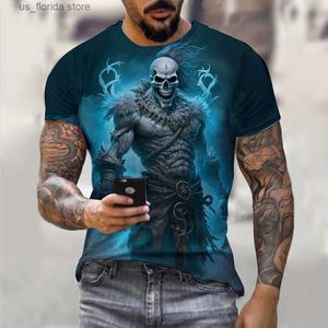 T-shirts hommes Vintage T-shirts pour hommes Horreur Undead Skull Motif 3D imprimé court Slve Mode surdimensionné O-Cou Tops Casual Vêtements pour hommes Y240321