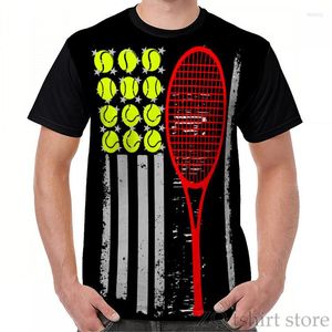 T-shirts pour hommes Vintage Tennis drapeau américain USA T-Shirt graphique hommes chemise drôle partout imprimer femmes à manches courtes hauts T-shirt