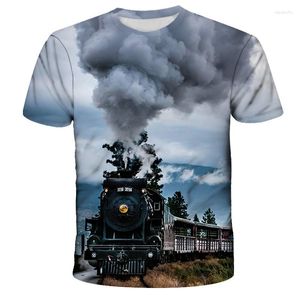 T-shirts pour hommes Vintage Train Engine 3D Impression T-shirt d'été Mode et femmes Casual Street Style O-Cou Plage Qualité Mince Top