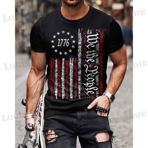 T-shirts masculins Vintage USA Flag T-shirt pour hommes t-shirts à courte durée 3D T-shirts graphiques de la journée d'indépendance