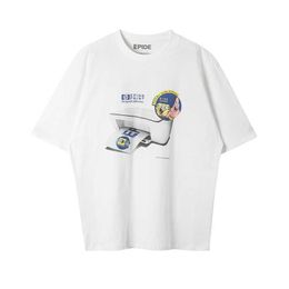 Camisetas para hombres Vintage lavado viejo esponja bebé impresora pareja manga corta americano moda epide prefab camiseta