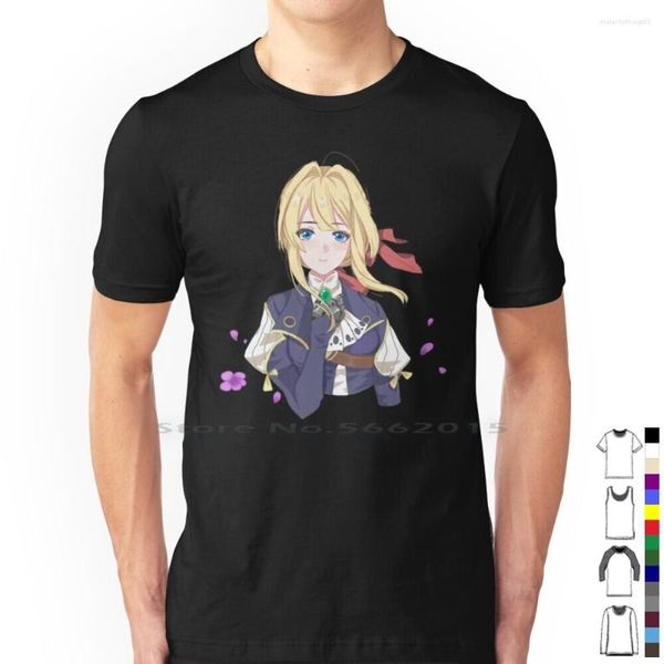 T-shirts pour hommes Violet Evergarden Anime Shirt Cotton Characters Quel âge a MangaOXLY