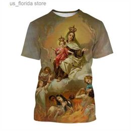 T-shirts pour hommes Vierge Marie T-shirt Déesse de la Miséricorde T-shirt imprimé 3D Christian Béni Jésus Dieu T-shirts Vêtements pour femmes Unisexe Tops courts Y240321