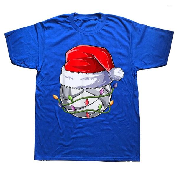 Camisetas para hombre voleibol Navidad divertido Santa verano gráfico ropa informal de algodón manga corta regalos de cumpleaños camiseta ropa para hombre