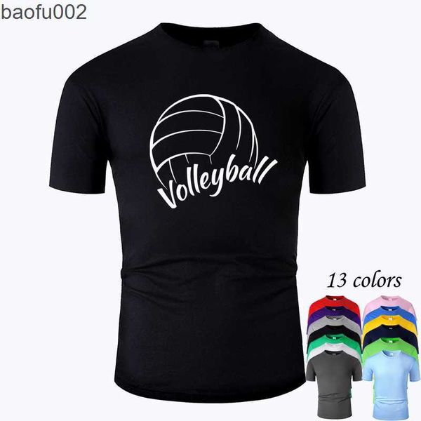 T-shirts pour hommes Volleyball Line Art O Neck T-shirt en coton Hommes et femmes Unisexe Été À manches courtes Conçu Casual Tee m02013 W0322