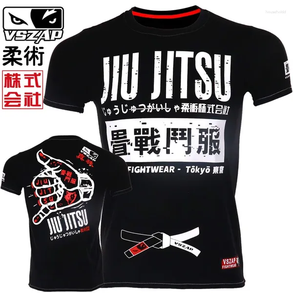 Camisetas para hombre Vszap Finger Fitness camiseta de moda Jiu Jitsu manga corta Judo cinturón negro Brasil combate ropa de entrenamiento