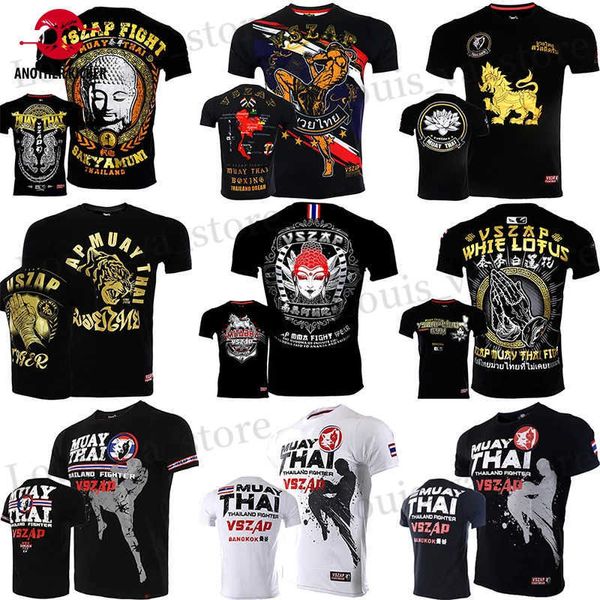 T-shirts masculins vszap muay thai boxe t-shirt gym mma arts martiaux masculins t-shirt kickboxer noir t top karate kickboxing