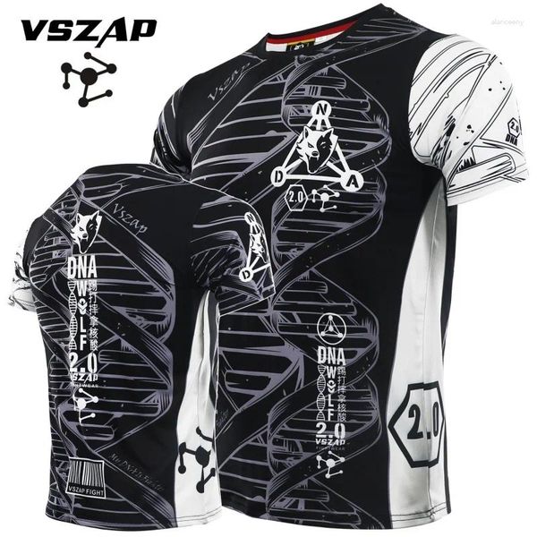 Camisetas para hombre Vszap Muay Thai camiseta de lucha estiramiento de secado rápido Fitness MMA Running entrenamiento lucha Sanda Jujitsu