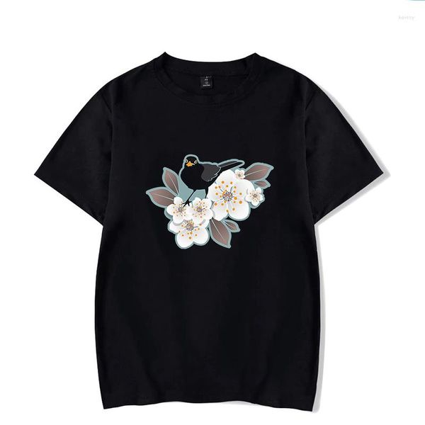 Camisetas de hombre esperando las cerezas I camiseta negra mujer Harajuku camiseta coreana gótica estética Streetwear verano Casual camisetas
