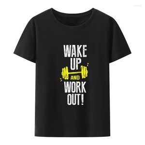 T-shirts pour hommes se réveiller et s'entraîner pour le Fitness T-shirt Camisa Cool impression loisirs Hipster humour décontracté créatif graphique t-shirts