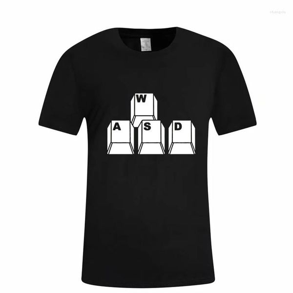 Camisetas para hombre, camiseta WASD, juegos divertidos para jugadores, ciencia informática, científico, tirador, teclado RPG, camiseta con estampado de estilo veraniego, camisetas sueltas