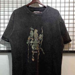 T-shirts pour hommes Wash Do Old RRR123 T-shirt vintage T-shirt à cheval imprimé surdimensionné Summer Couple Robe Top T220909