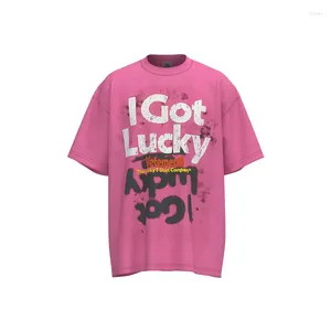 Camisetas para hombre, camiseta de manga corta con estampado de rosas lavadas, camiseta de veterinario de alta calidad 1:1, Top informal I Nothing Just Got Lucky
