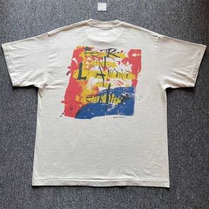 T-shirts voor heren gewassen Saint Michael T-shirt Oversized Vintage Joker Graffiti-print T-shirt T-shirt T-shirt T-shirt Goth J240409