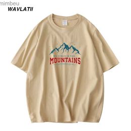 WAVLATII Heren Mountain Gedrukt 100% Katoenen T-shirt Heren Nieuw Rood Kaki Basic T-shirts met korte mouwen Tops voor de zomer WMT2207L240110