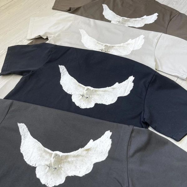 T-shirts pour hommes West Streetwear Vintage Lâche Ovesized Pigeon Imprimé T-Shirts Hauts Tee Pour Hommes Y2k