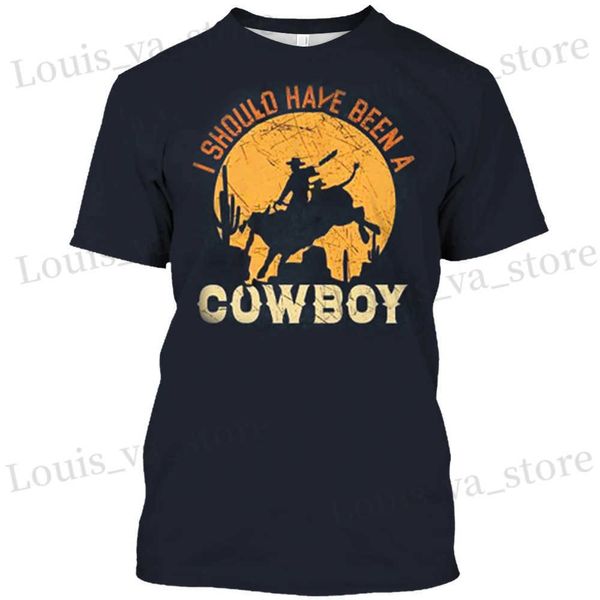 T-shirts masculins T-shirt de cowboy western t-shirt 3d denim o cou coton coton court slve haut d'été vintage vintage strtwear vêtements décontractés t240419