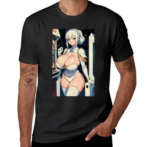 T-shirts pour hommes T-shirt armure blanche T-shirt Vêtements d'anime d'été haut surdimension