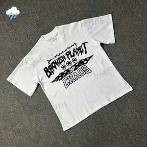 T-shirts masculins Blanc Fashion décontractée Short Slves T Men Femmes Hip Hop Classic Moard Letter Imprimer Planet Broken Planet T-shirt avec étiquettes T240419