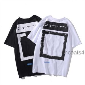 Camisetas masculinas Branco Seta Irregular Verão Solto Casual Manga Curta T-shirt para Homens e Mulheres Ped Carta x nas Costas O0V5