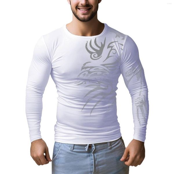T-shirts pour hommes Blanc Hommes Chemise à manches longues Chemise Homme Top Couleur Solide Blouse de base Respirant Social Pull Automne Vêtements