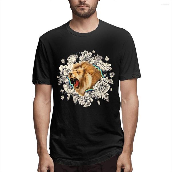 T-shirts pour hommes blanc montagne Lion Rose fleur à manches courtes T-shirt été hauts t-shirts de mode