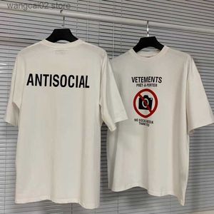Heren T-Shirts Wit VETEMENTS NO SOCIAL MEDIA T-shirt Heren Dames 1 1 Hoge kwaliteit VTM Tee Antisociaal Borduurwerk Korte mouw T230602
