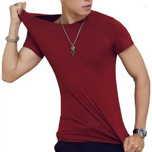 Hommes t-shirts en gros hommes couleur unie Silm Top lait soie Polyester matériel O cou chemise pour Fitness garçons t-shirts Gym vêtements masculins