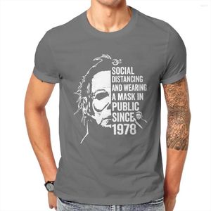 T-shirts pour hommes en gros été drôle Michael Myers distanciation sociale dans le péché public 2022 hommes / femmes Harajuku personnaliser les vêtements 196337