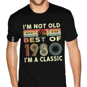 T-shirts masculins T-shirt en gros hommes Best Of 1980 40e anniversaires Cassette Vintage Ts Tshirt surdimensionné Men T240425