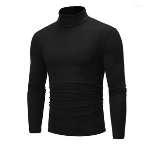 Hommes t-shirts hiver automne hommes thermique coton col roulé pull basique T-shirt Stretch Crew haute qualité T-shirt