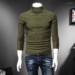 Heren T-shirts Winterontwerpers Herfstkleding Basis Turtleneck Shirt Slim mannelijk Male plus fluwelen T-shirt met lange mouwen Thermisch ondergoed 81820