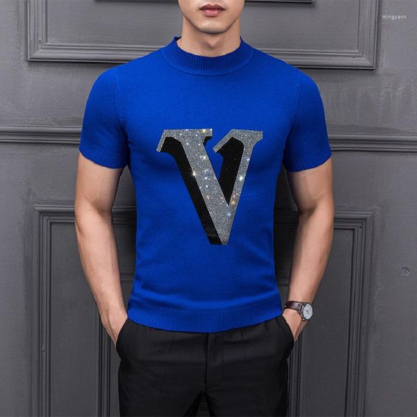 T-shirts pour hommes hiver hommes jeunesse pull en cachemire pull personnalisé hauts T-Shirt mince tissu tricoté se sentir à l'aise