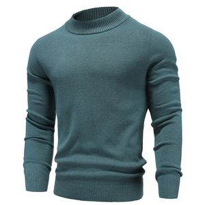 T-shirts voor heren winter heren mock nek trui mode solide kleur warm gebreide pullovers mannen casual elastische truien mannelijke herfstbrei 230225