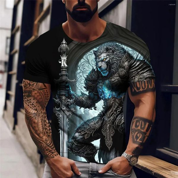 T-shirts pour hommes avec Animal Style Punk graphique 3D imprimé à manches courtes T-shirt d'été vêtements surdimensionnés T-shirt de mode