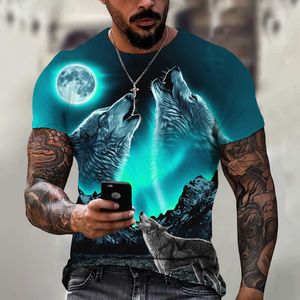 T-shirts pour hommes T-shirt de loup T-shirt d'impression 3D pour hommes T-shirts d'été courts surdimensionnés Mode Harajuku Animal Tops Nouveau T-shirt décontracté pour garçons Streetwear 022223H