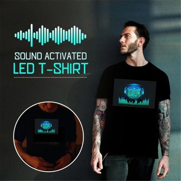 Camisetas de hombre Wolfs Up Disco Flashing Party DJ Shirt T y LEDLight Activated Men Sound Down Glowing Men's blouseMen's Men'sMen's
