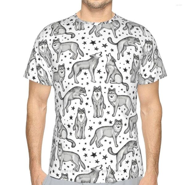 Camisetas para hombre Lobos y estrellas Poliéster Camiseta con estampado 3D Deportes al aire libre Ropa de secado rápido Camiseta suelta informal Camisetas de calle