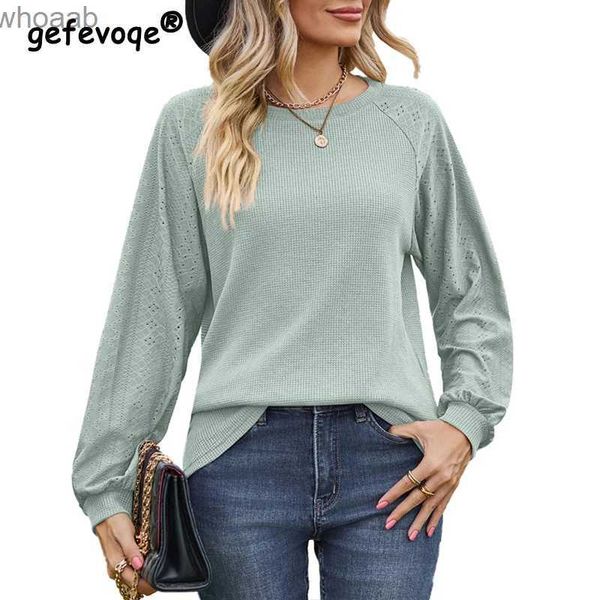 T-shirts pour hommes Femmes Automne Hiver Tendance Creux T-shirt élégant Solide O Cou Lâche Manches Longues Tees Simple Casual Pull Tunique Tops Y2K Ropa 240130