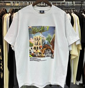 T-shirts pour hommes femmes noir blanc abricot décontracté KITH t-shirt hommes femmes classique fleur oiseau imprimé Kith t-shirt ample à manches courtes