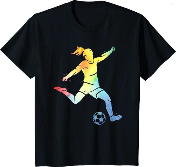 T-shirts pour hommes Femmes jouant au football Kicking The Ball T-shirt multicolore pour fille