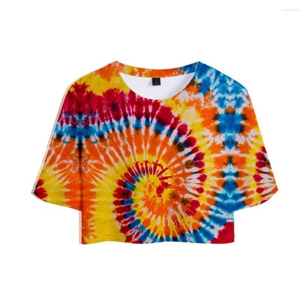 T-shirts pour hommes Bandhnu 3D Crop Shirt Top Paisley Tie-dye Graphic Navel Short Sleeve Summer Teens Girls Beach Wear Holiday