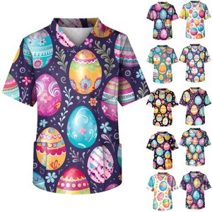 T-shirts voor heren Dames Stijlvol Easter Egg Print Patroon Verzorger Top Zomer Modieus Veelzijdig overhemd Slank Type Dagelijks Pullover Ropa De Mujer